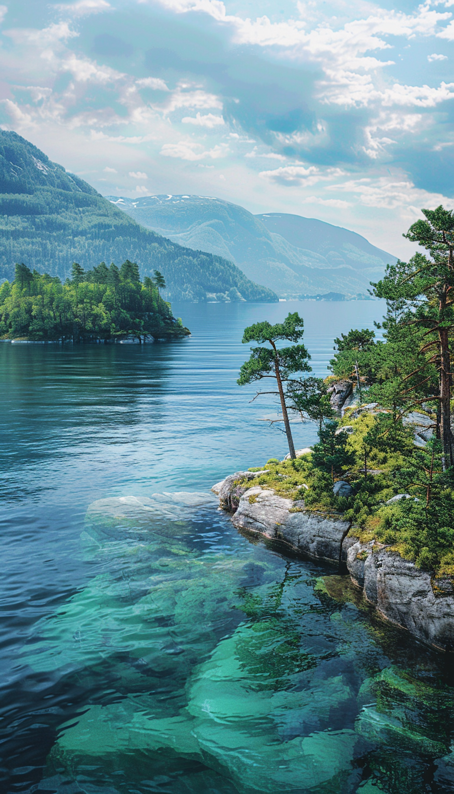 Serene Lake and Mountain View