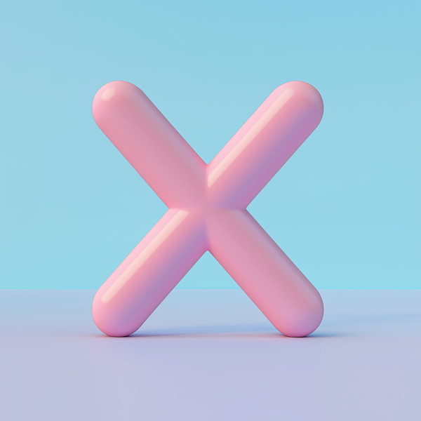 Pink Letter X with Light Blue Background