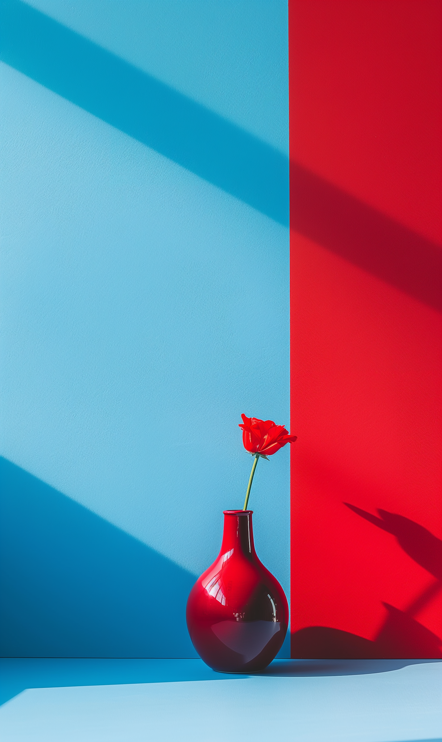 Geometric Harmony with Red Flower