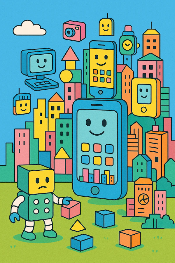 Playful Tech Cityscape