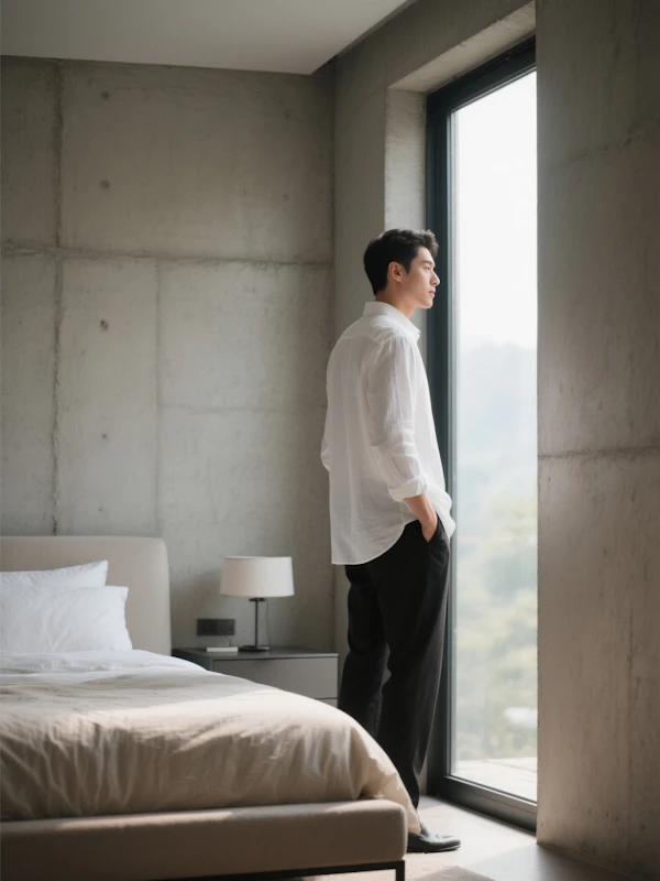 Contemplative Bedroom Scene