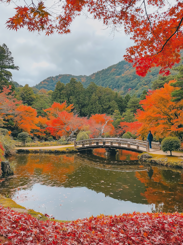 Serene Autumn in Japanese Garden