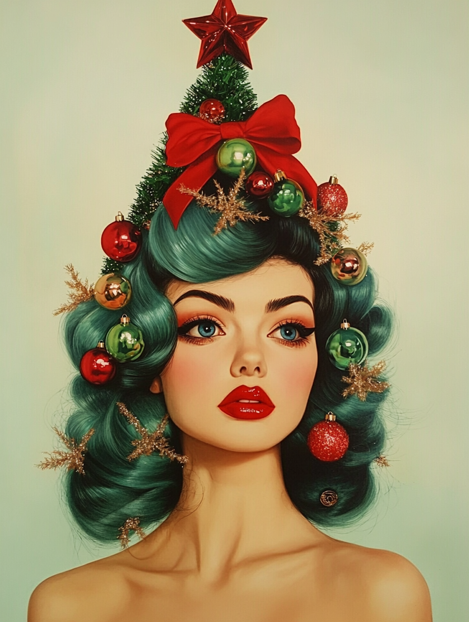 Festive Woman with Teal Hair