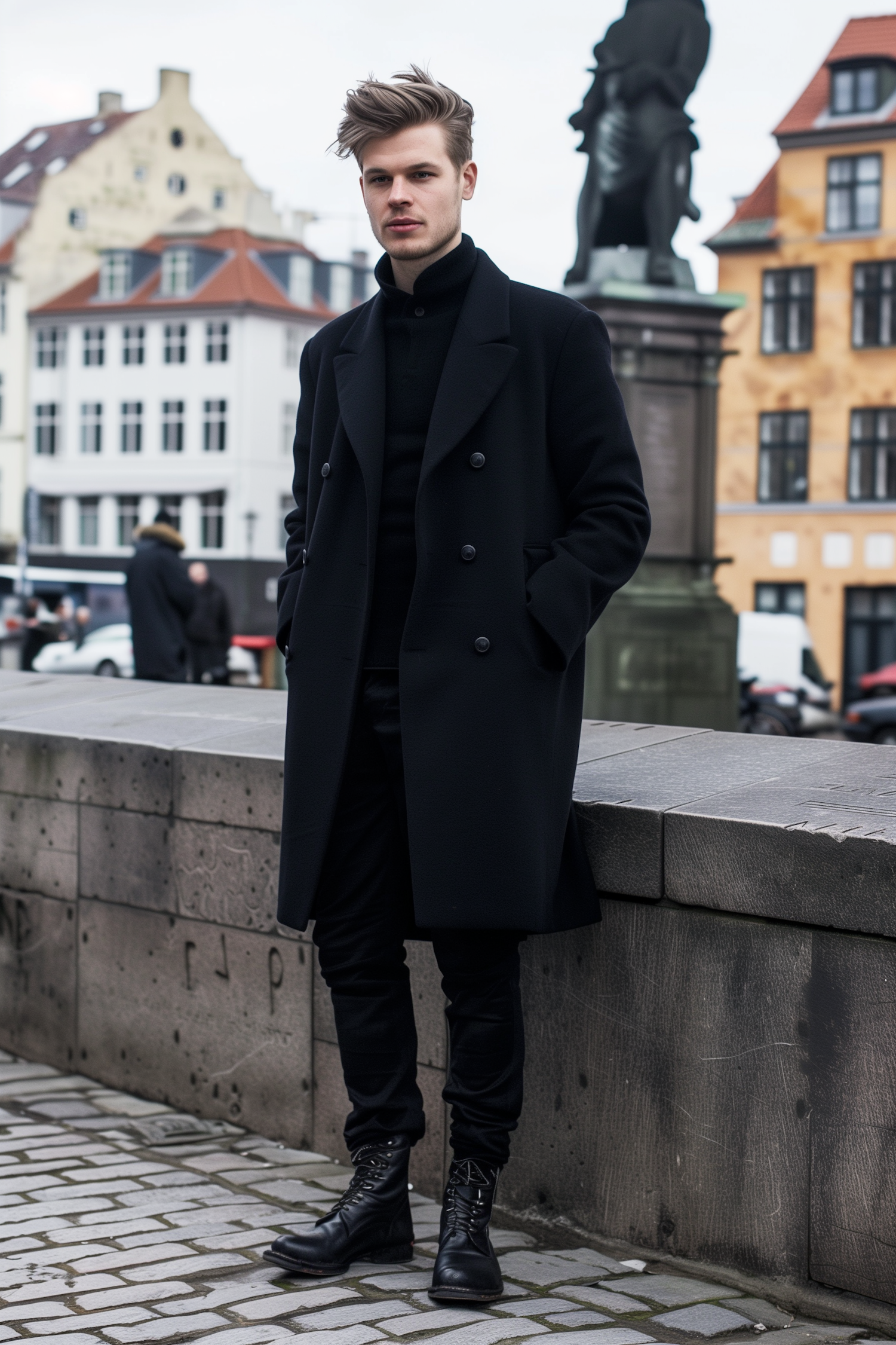 Fashionable Young Man in Historical City