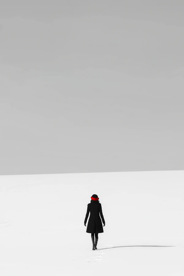 Solitary Figure in Snowy Landscape