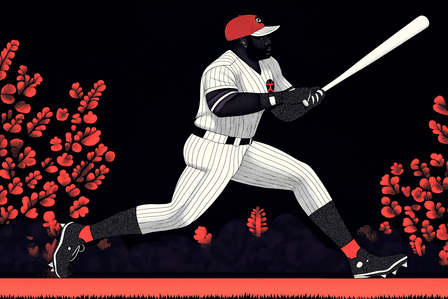 Dynamic Baseball Athlete Illustration