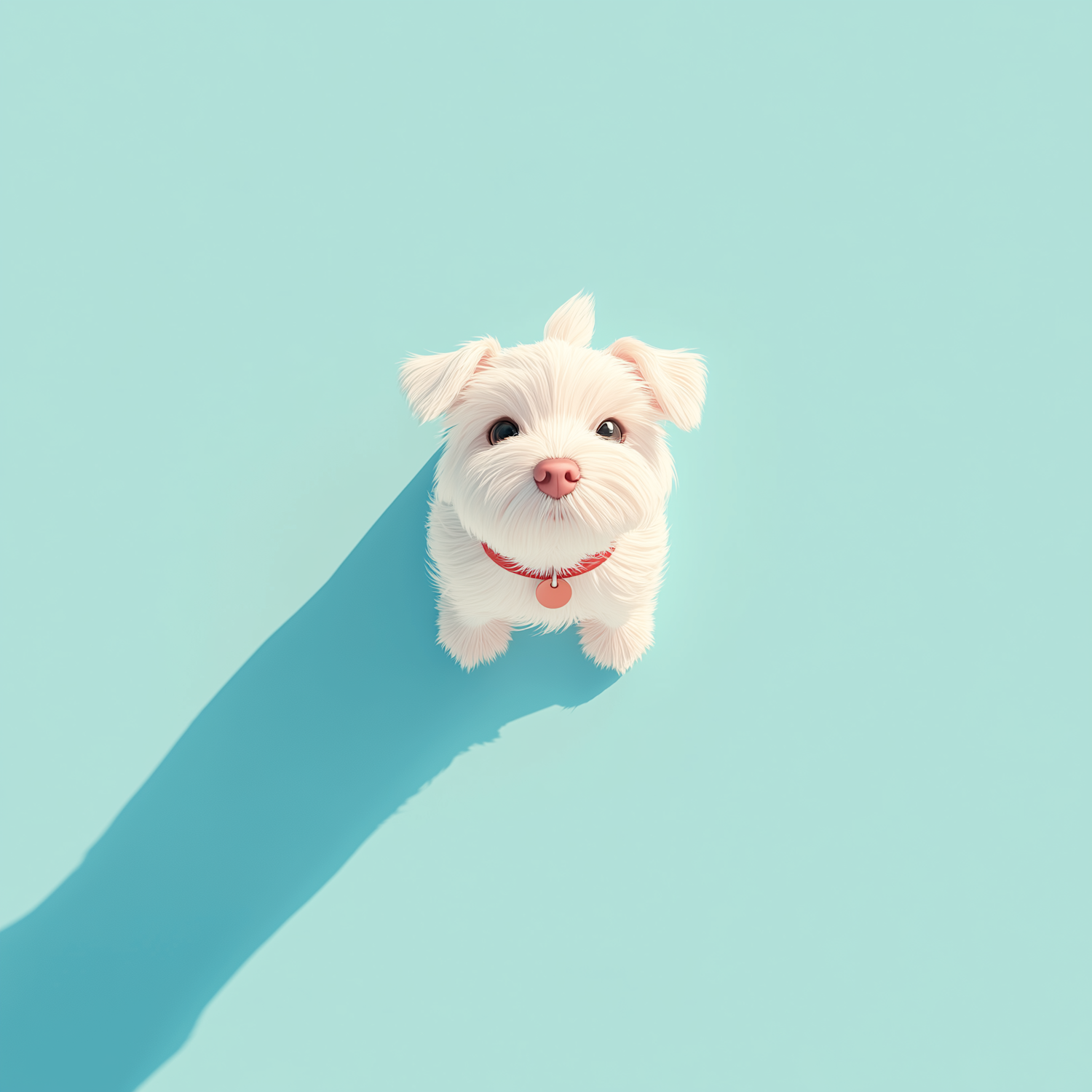 Adorable White Puppy on Blue Sleeve