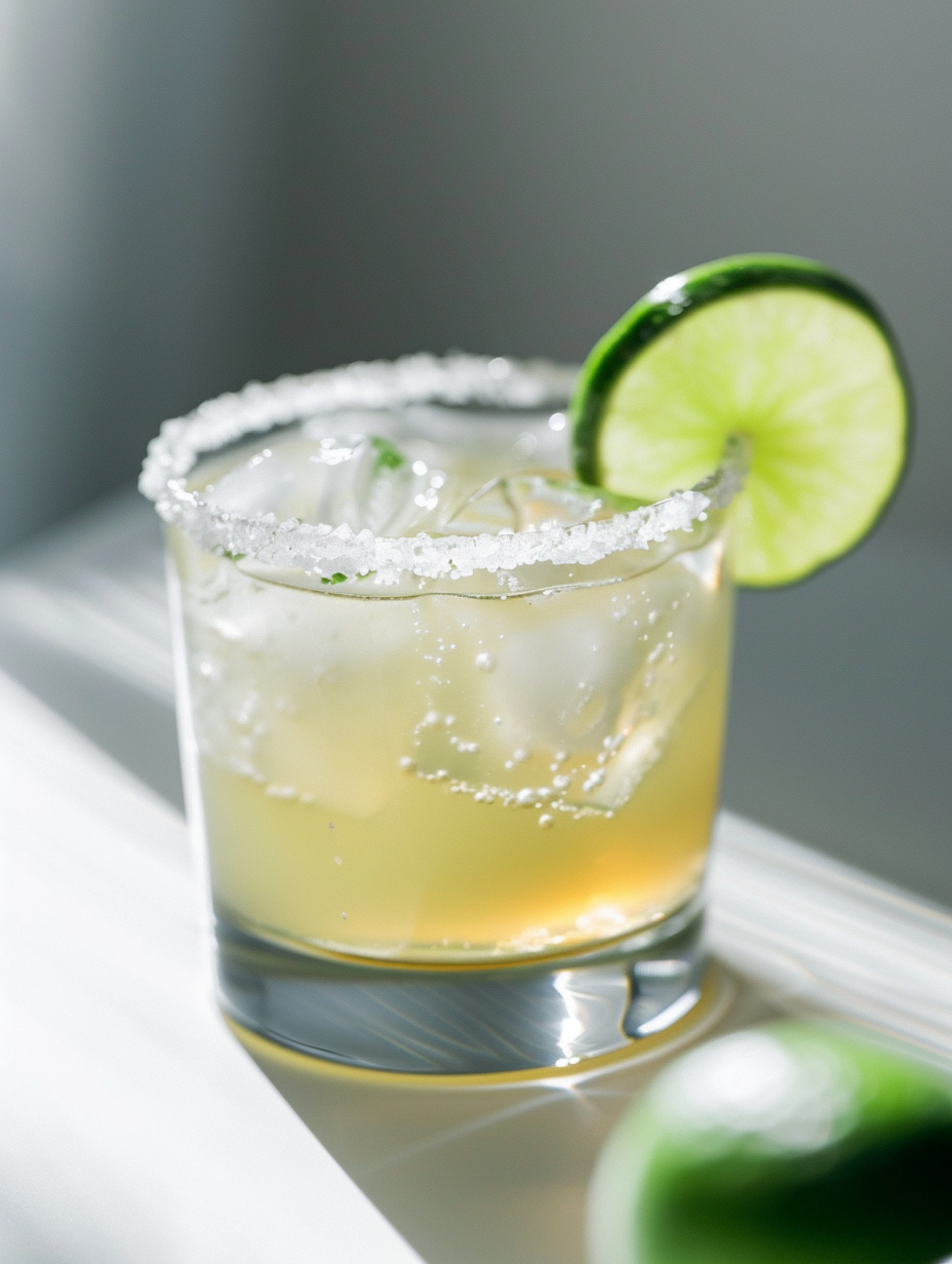 Chilled Citrus Cocktail with Salted Rim and Lime