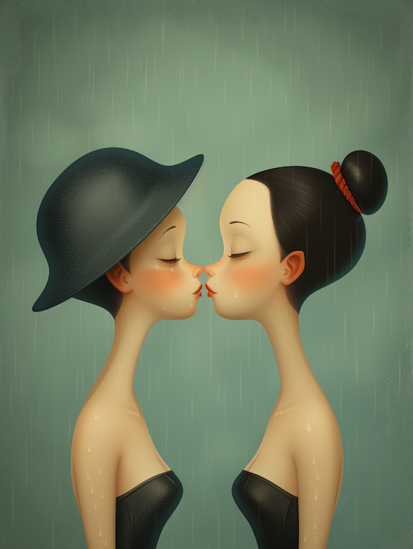 Intimate Moment Under Rain