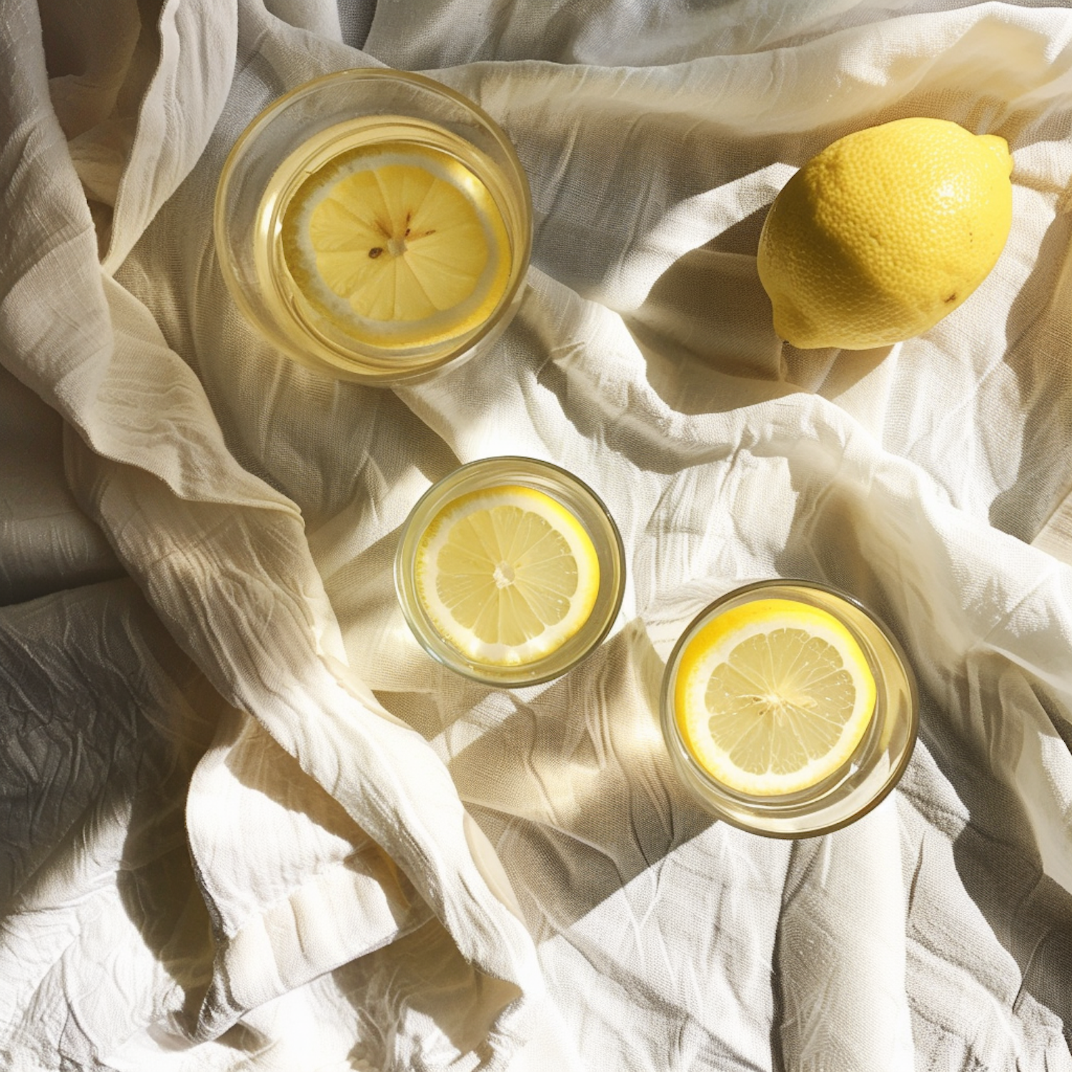 Overhead View of Lemon Water Glasses