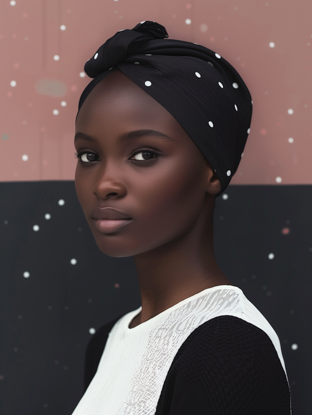 Serene Portrait of a Woman in a Black Headscarf