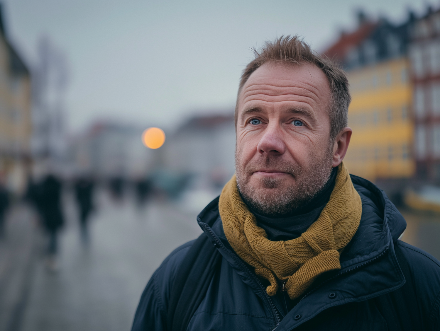 Contemplative Man in Urban Setting