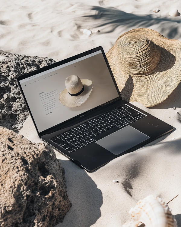 Laptop on Sandy Beach