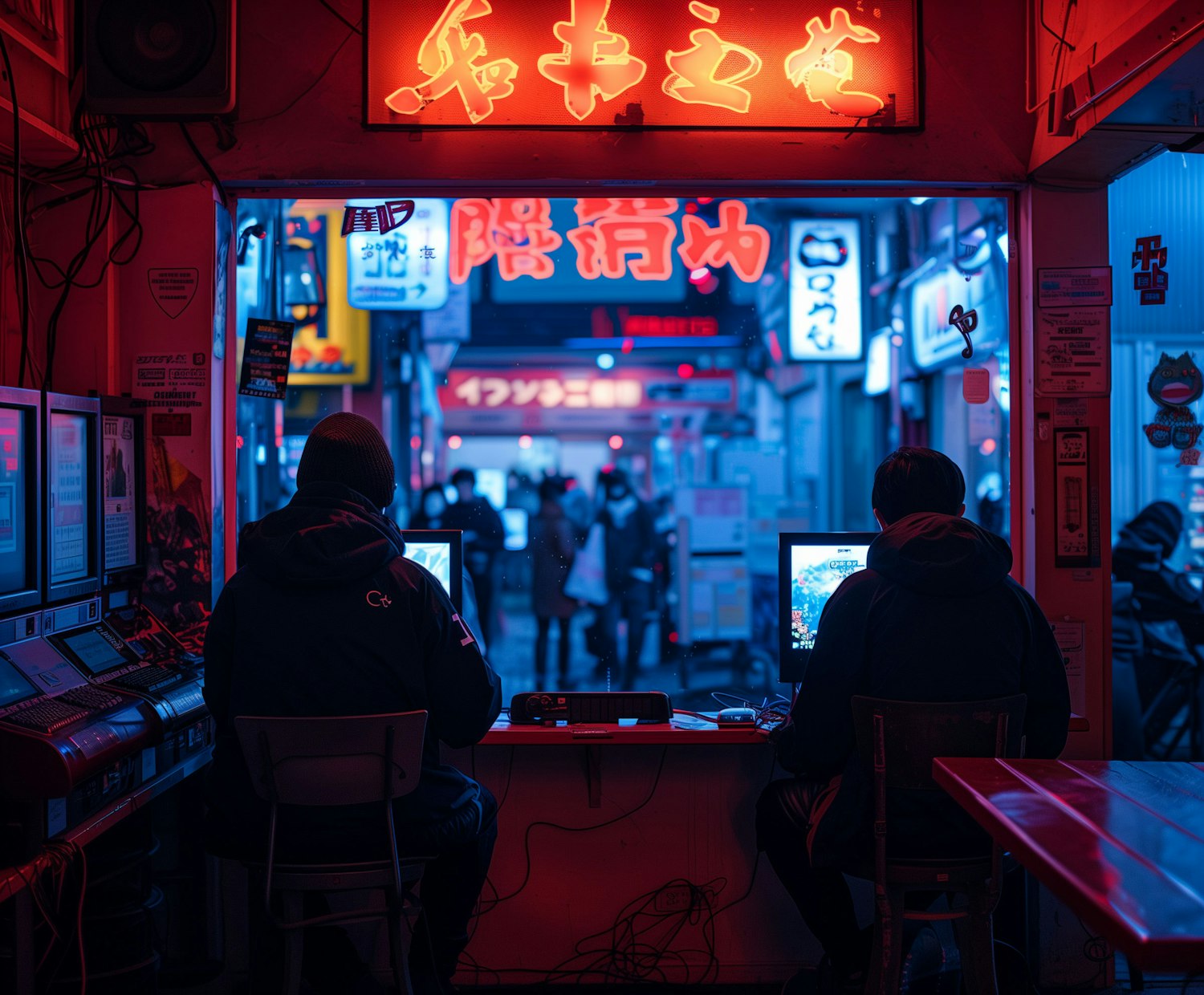 Neon-Lit Urban Tech Scene