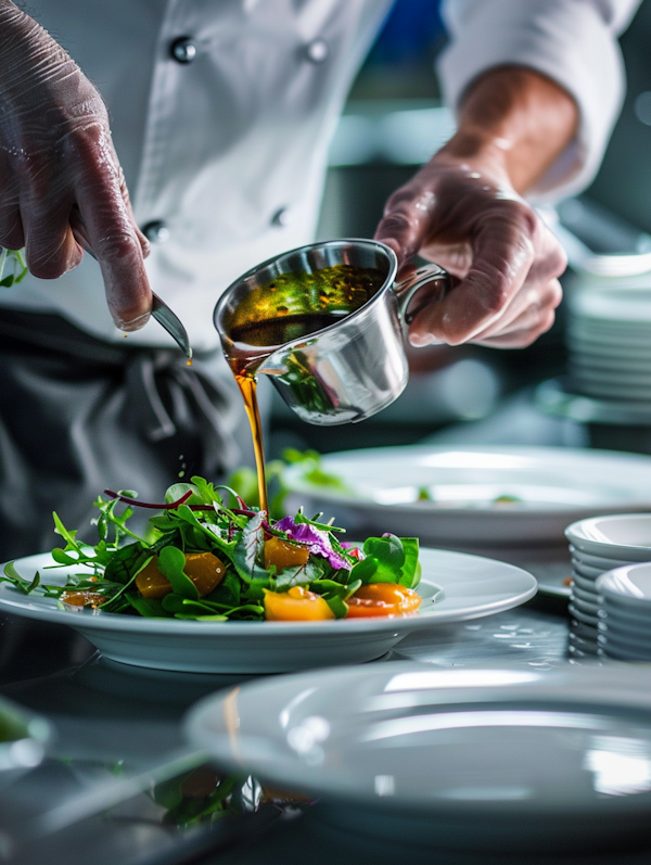 Chef Preparing Artistic Salad