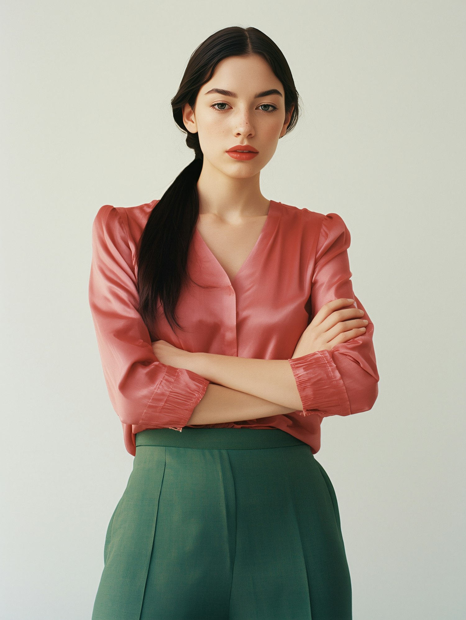 Woman in Satin Blouse