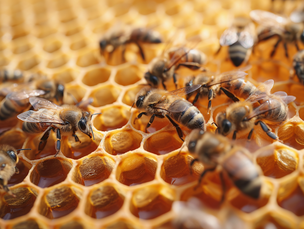 Bees At Work: Honeycomb in Detail