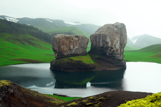 Serene Landscape with Rock Formations