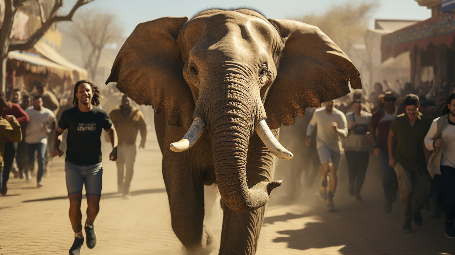 Chaos Unleashed: The Elephant Pursuit