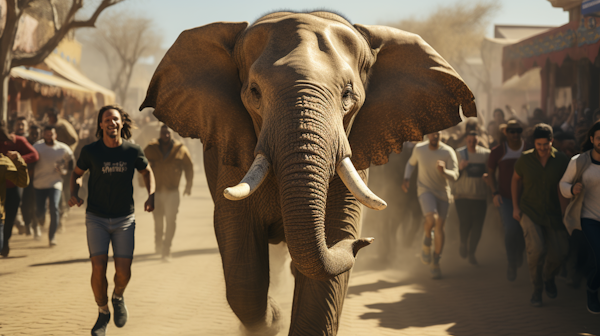 Chaos Unleashed: The Elephant Pursuit