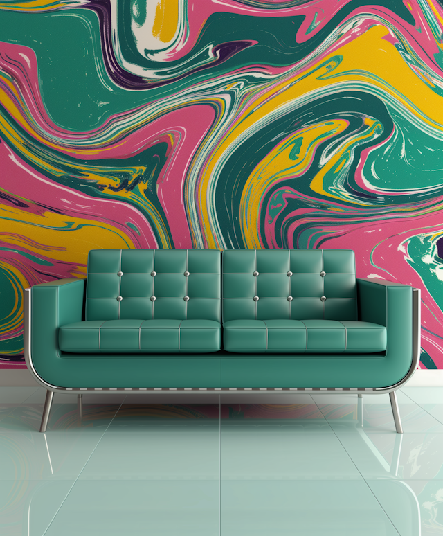 Modern Chic Sofa and Vibrant Wall