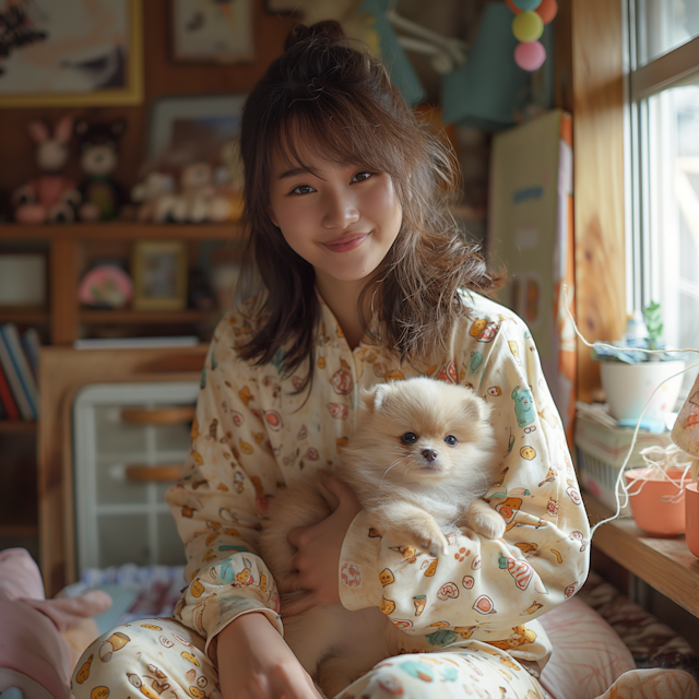 Cozy Moment with Pomeranian