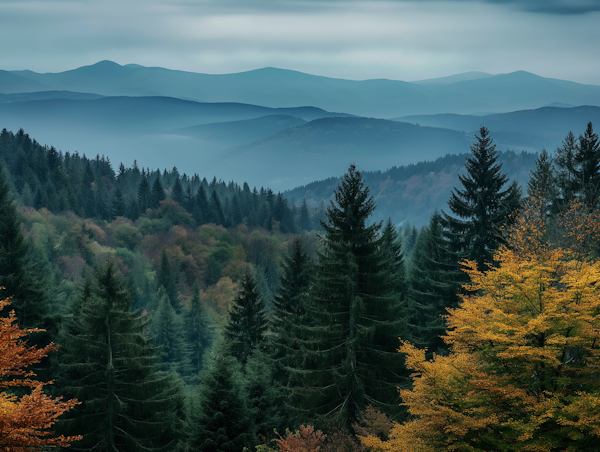 Mystical Autumn Forest Landscape