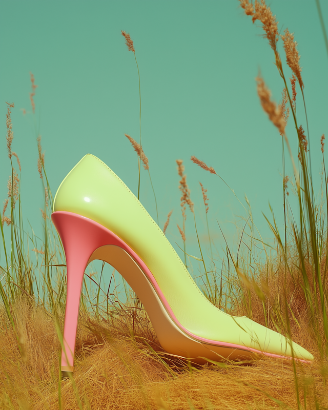 High-Heeled Shoe in Natural Setting