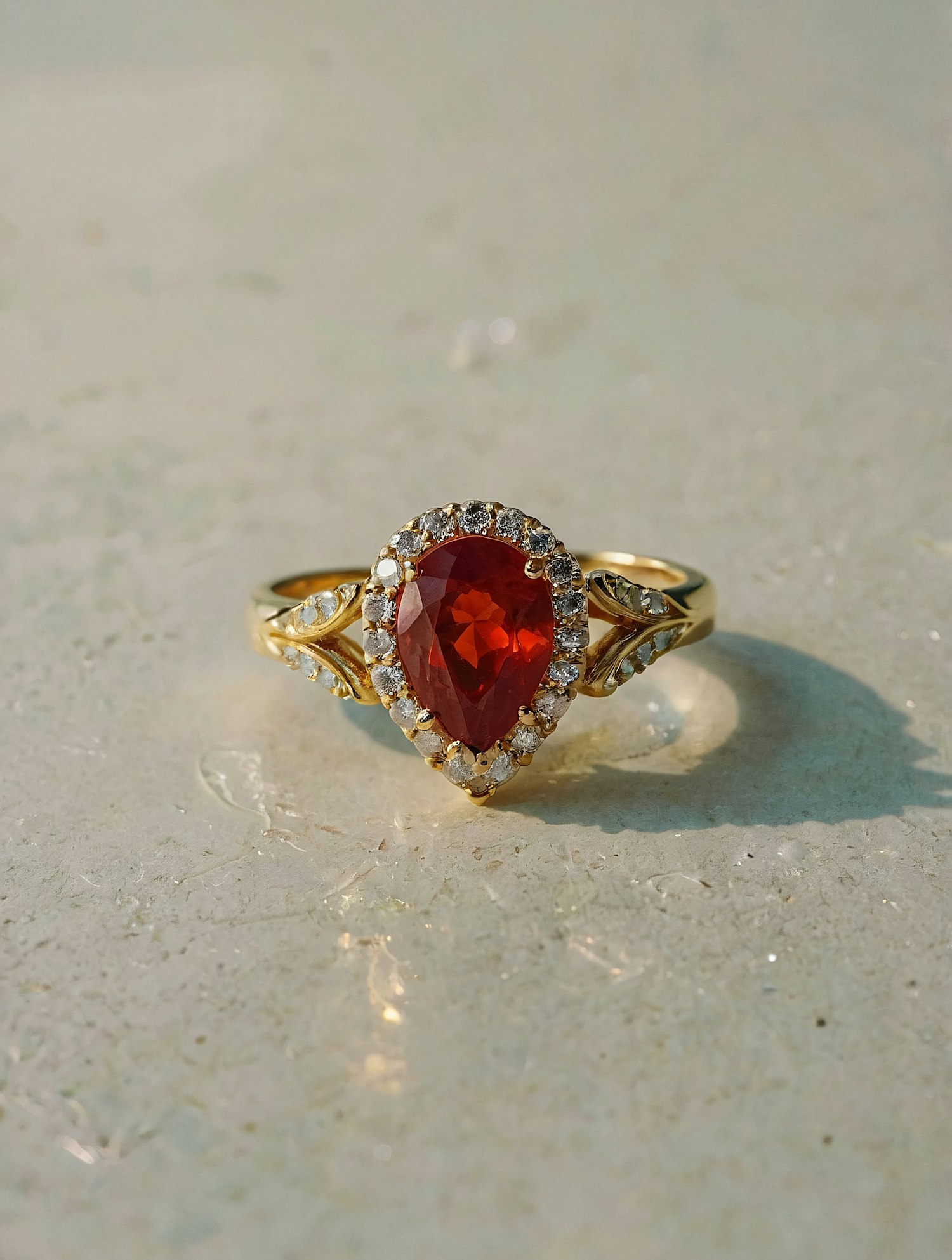 Elegant Gold Ring with Red Gemstone