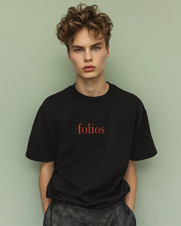 Stylish Young Man in Black T-shirt