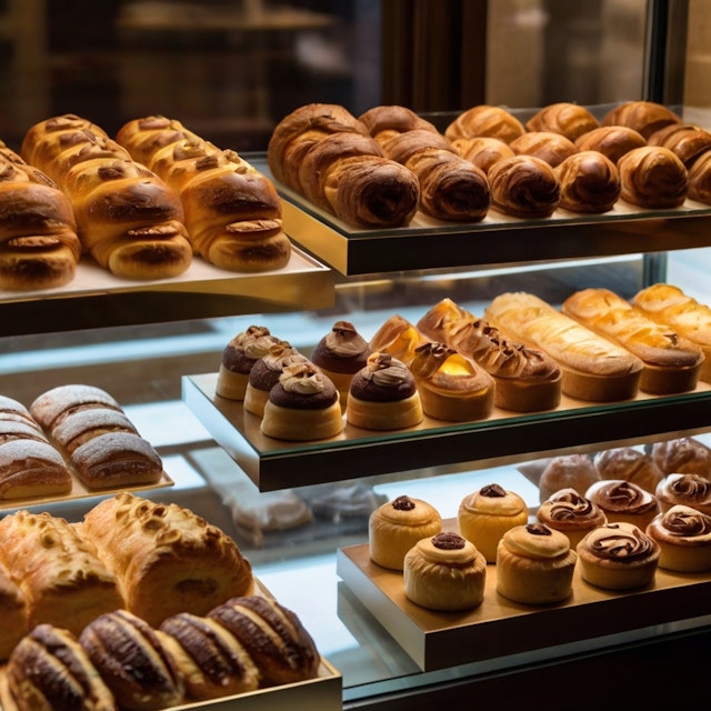 Bakery Display with Assorted Pastries