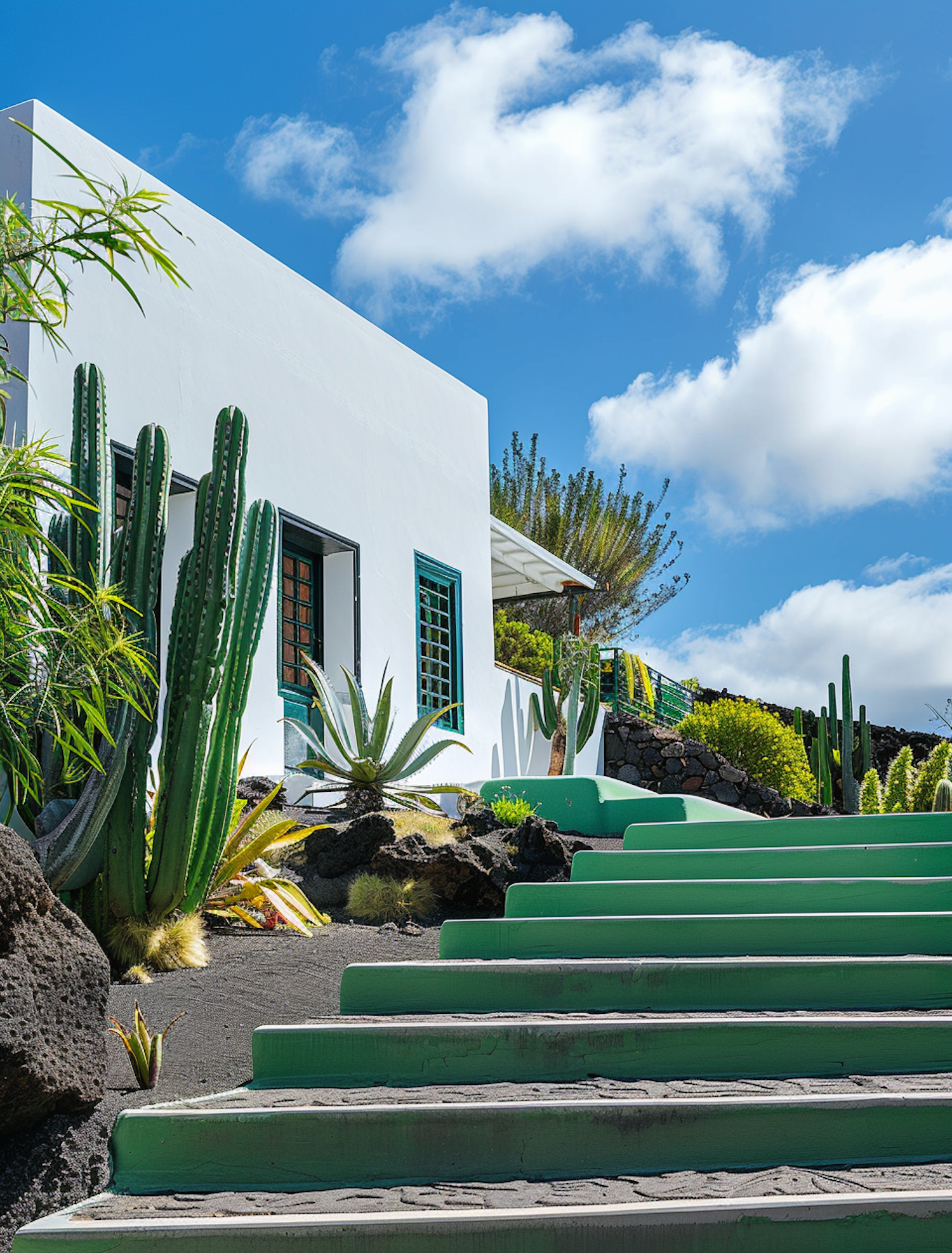 Tranquil Building Amidst Succulents