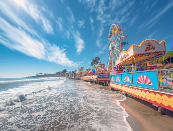 Vibrant Seaside Amusement Park