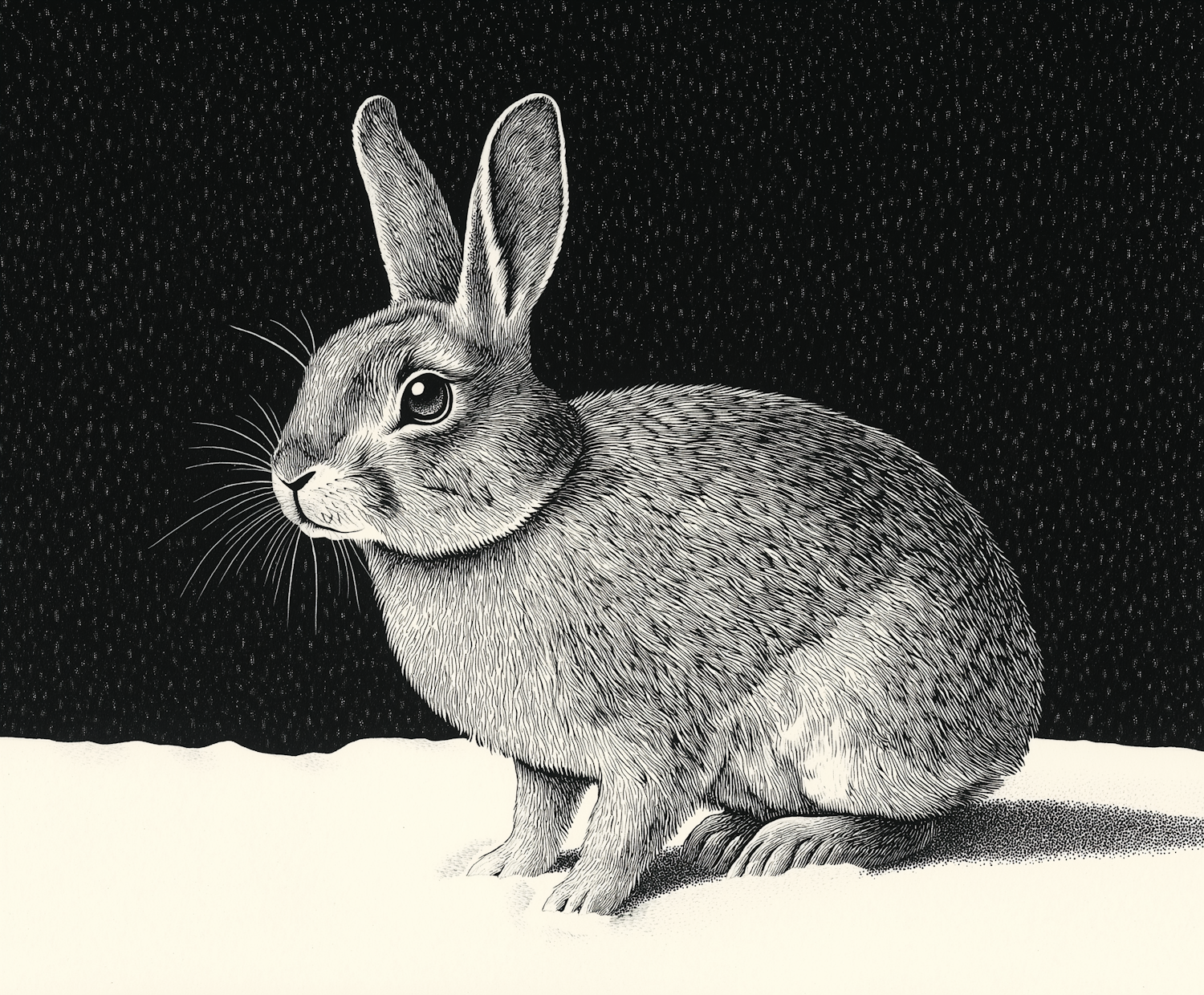 Monochromatic Rabbit Illustration