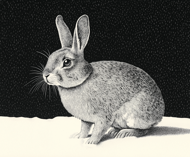 Monochromatic Rabbit Illustration