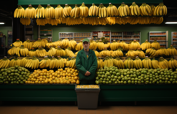 Employee Amidst Banana Exhibit