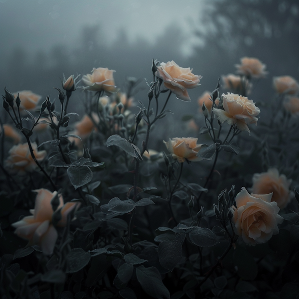 Serene Morning in the Rose Garden