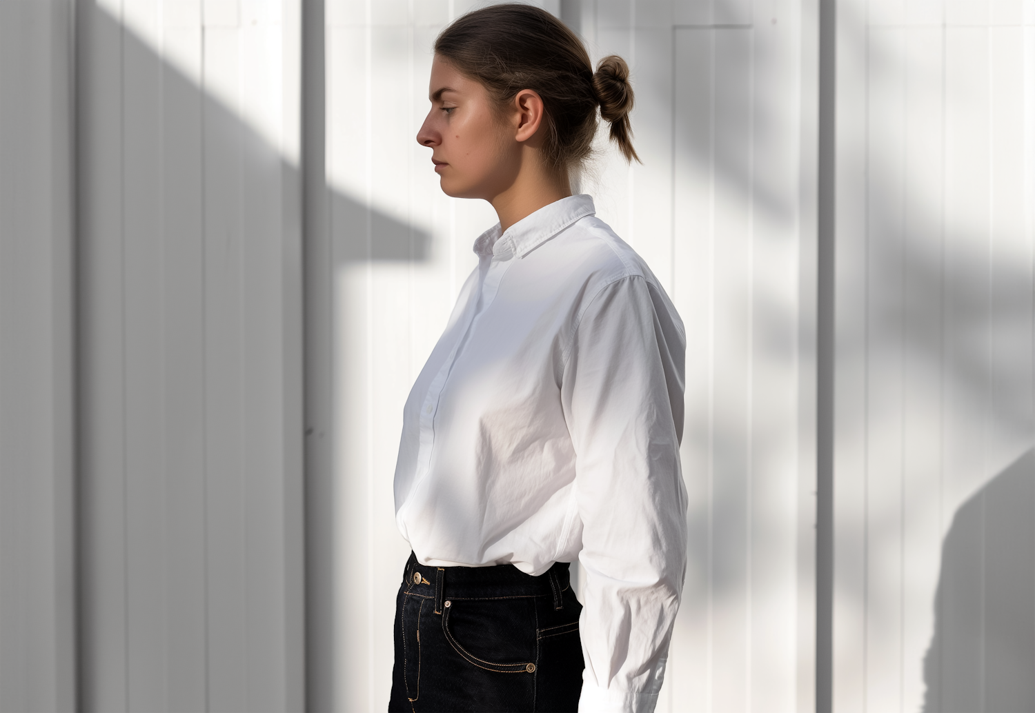 Contemplative Woman with Shadows