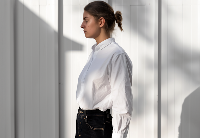 Contemplative Woman with Shadows