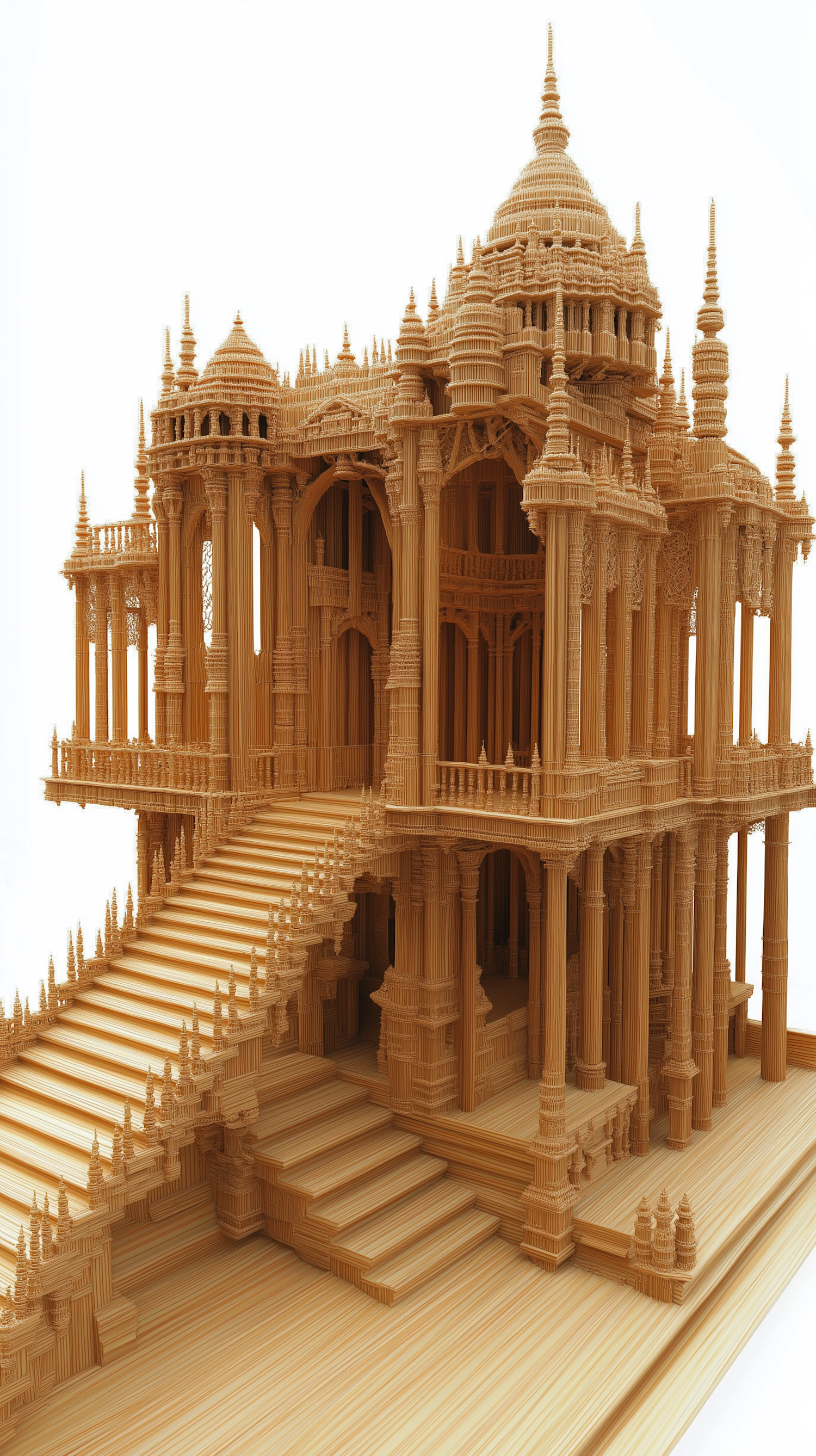 Intricate Wooden Temple Model