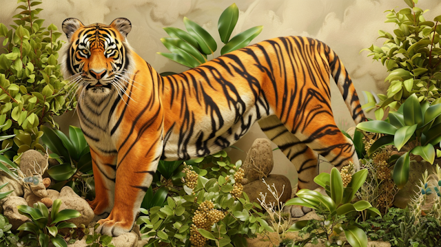 Majestic Tiger in Lush Greenery