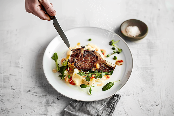 Seasoning a Gourmet Steak Dish