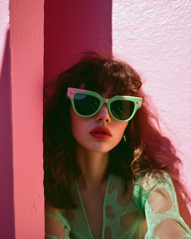 Woman with Mint-Green Sunglasses