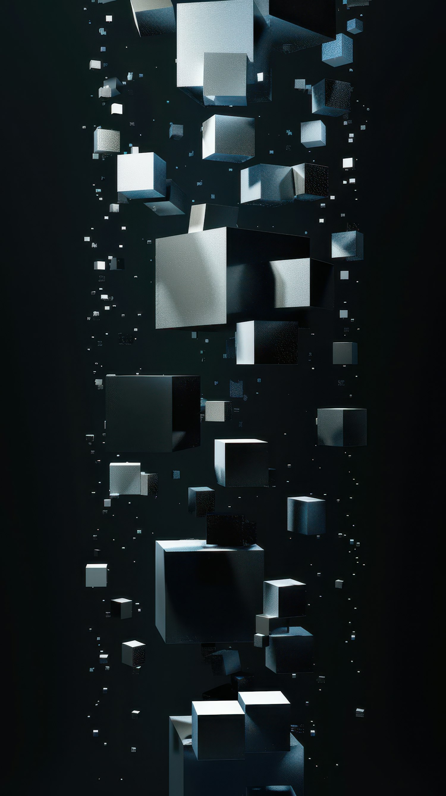 Floating Metallic Cubes