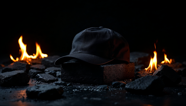 Dramatic Baseball Cap with Flames