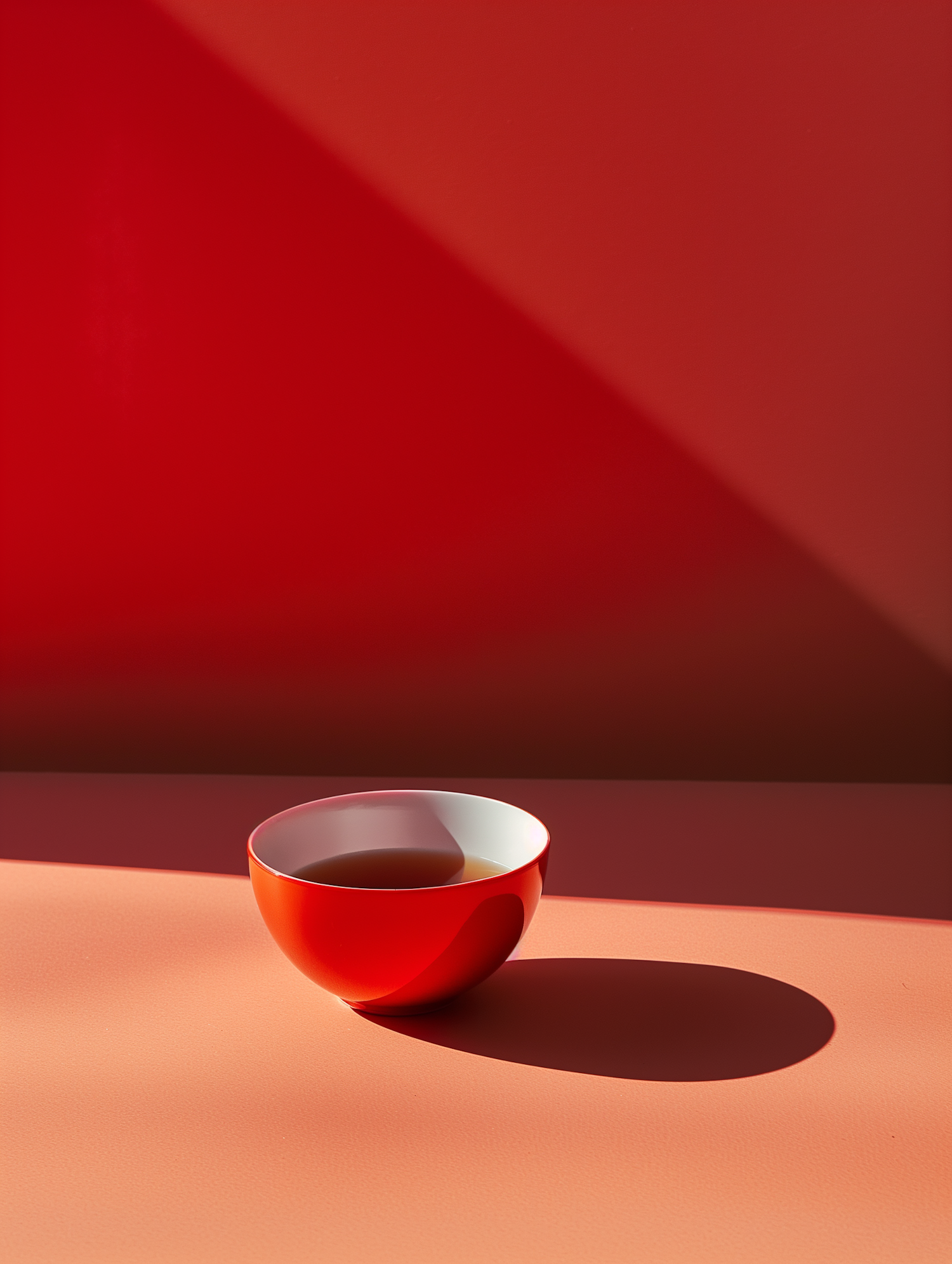 Minimalist Composition of Red and White Bowl