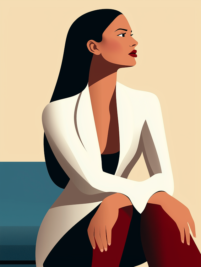 Contemplative Woman Illustration