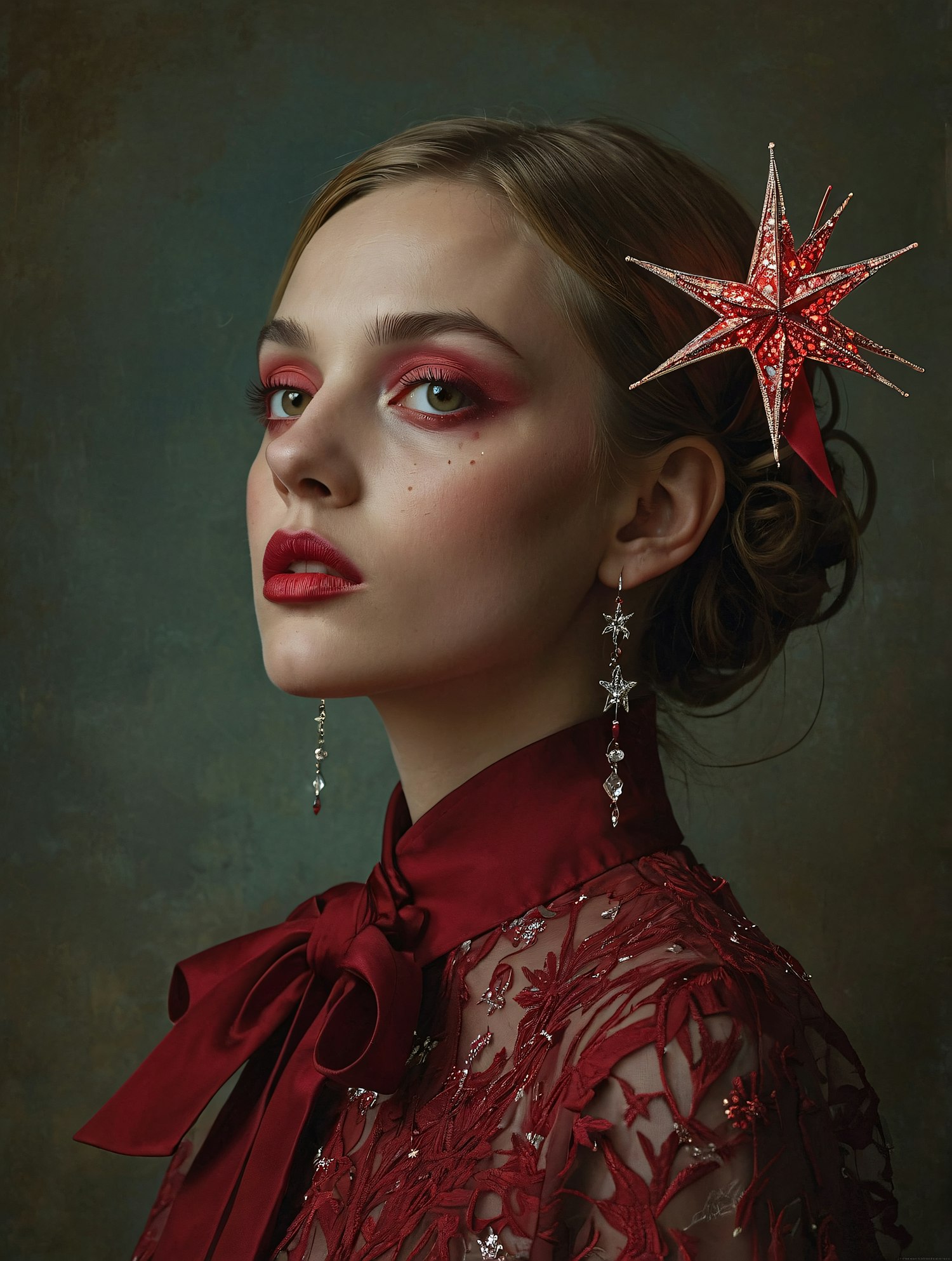 Elegant Woman with Star-Themed Accessories