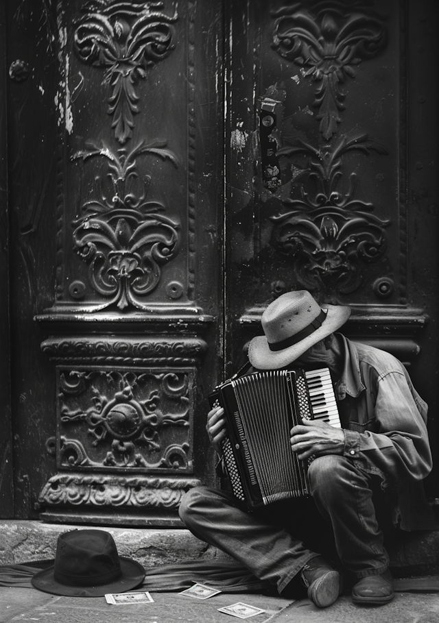 Street Musician Playing Accordion