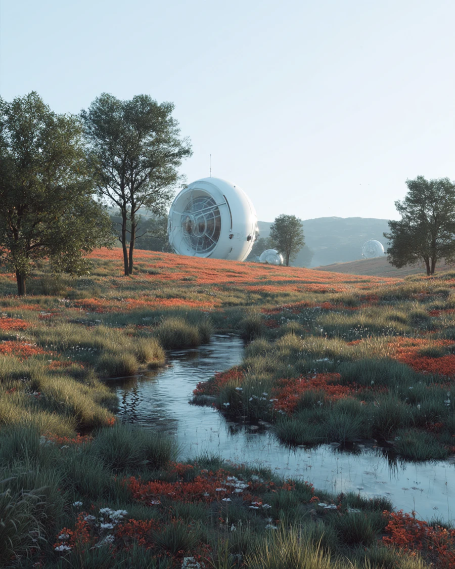 Futuristic Meadow Scene
